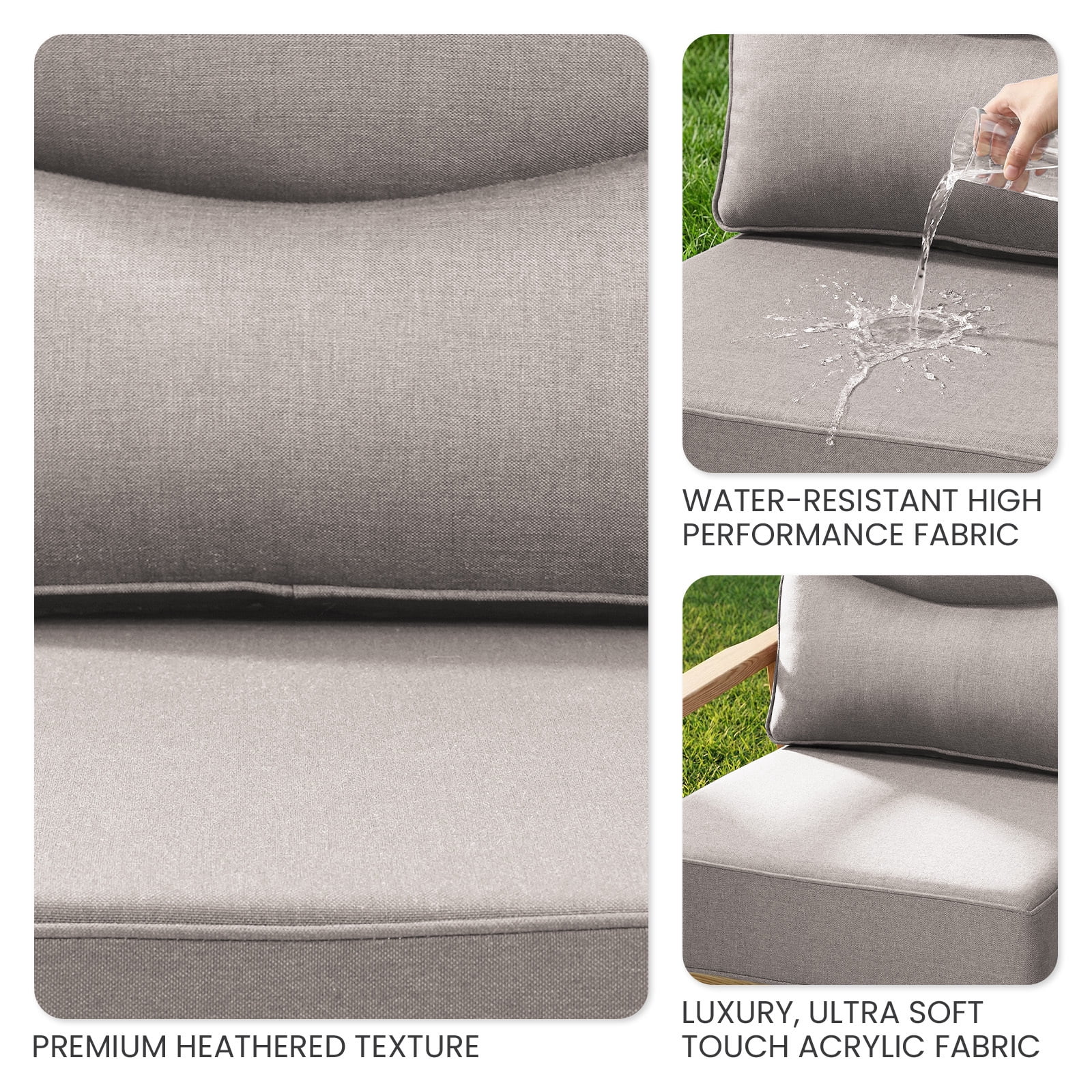 Bellefurn Outdoor Seat Cushions 22 X 24 X 6 inch for Patio Furniture,Outdoor Chair Cushions Outdoor Deep Seat Cushion with Water Resistant & Removable Cover Patio Cushions for Wicker Chair,Sofa,Couch
