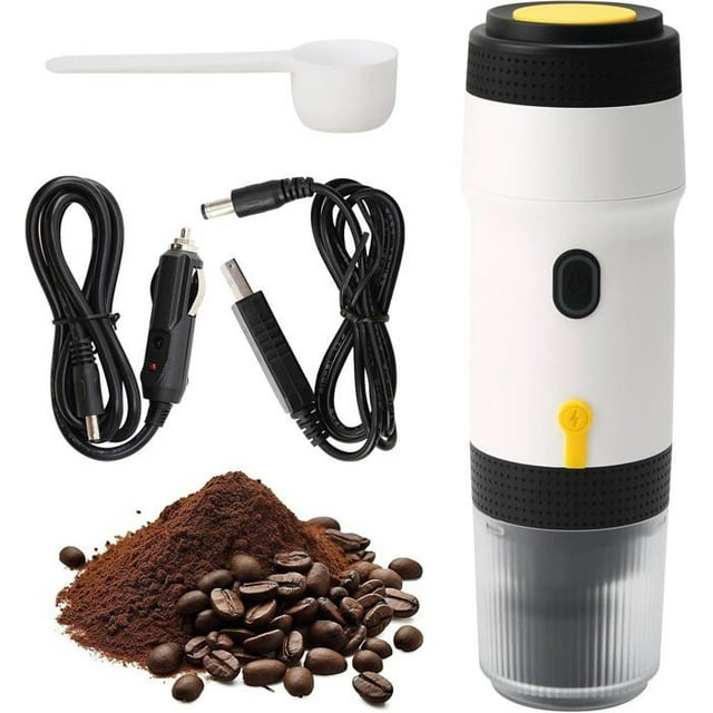 Portable Coffee Machine, Portable Espresso Coffee Maker for Camping, Non-Sealed, Electric, 3-In-1, Polished Coffee Maker for Home