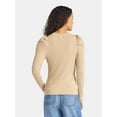 thumbnail image 3 of Time and Tru Women's Top with Long Puff Sleeves, Size XS-XXXL, 3 of 5