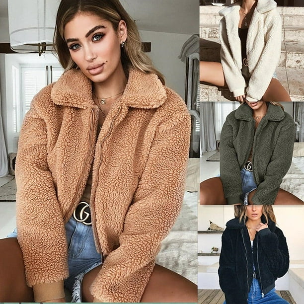 Women's Ladies Warm Fleece Tops Jacket Zip Up Coats