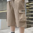 thumbnail image 5 of Cethrio Boys Cargo Shorts , Cotton Loose Athletic Elastic Waist Summer Shorts Khaki Size 9-10 T, 5 of 6
