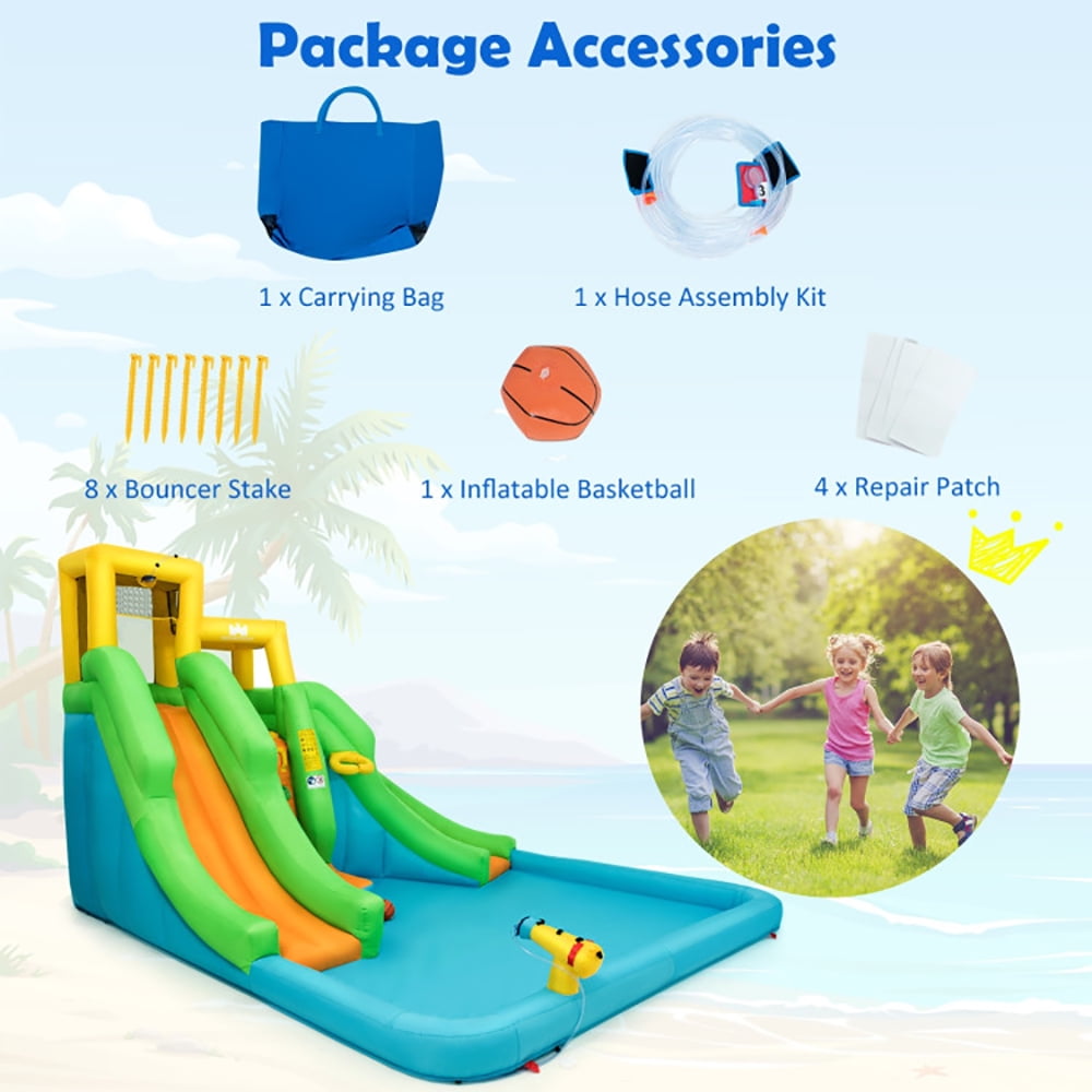 Aimee Lii Kids Inflatable Water Park Bounce House with 480W Blower, Bounce House Water Slide for Kids 5-10