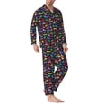 thumbnail image 2 of Balery Colorful Excavator Pattern Pajama Sets for Men Long Sleeve 2 Piece Sleepwear Loungewear Sets Soft PJ's with Pockets Long Sleeve Comfy Pj Sets-X-Large, 2 of 7