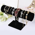 thumbnail image 3 of Single Tier Velvet Bracelet Chain Watch T-Bar Rack Jewelry Hard Display Stand Holder Jewelry Organizer High Qualitydisplay Stand black, 3 of 6