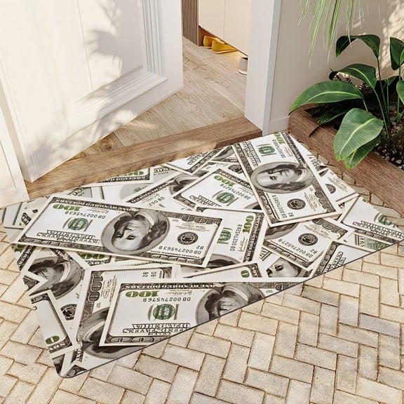JML Doormat, Non-Slip Indoor Outdoor Rug Mats for Porch Entry Way, Floor Mat for Bathroom/Kitchen, (16"x24") - Countless Hundred-Dollar Bills