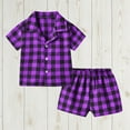 thumbnail image 2 of ZACPNCV Toddler Boys Summer Outfits Short Sleeve Plaid Print T-Shirts Elastic Waist Shorts 2Pcs Baby Boys Purple 7-8 Years, 2 of 4
