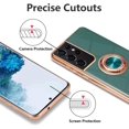 thumbnail image 5 of Electroplated Magnetic Ring Holder Case, 360 Degree with Rotation Metal Finger Ring Holder Magnet Car Holder Soft Silicone Shockproof Cover for Samsung Galaxy S22 Ultra 5G - Drak Green, 5 of 13