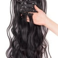 thumbnail image 4 of SHCKE Clip in Hair Extensions Dark Black 8Pcs Set Clip-in Hair Extensions 17 Inch Curly Hair Extensions Double Weft Synthetic Hairpiece for Women, 4 of 6