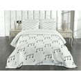thumbnail image 3 of Ambesonne Black and White Quilted Bedspread Set 3 Pcs, Musical Notes, Queen Size, Charcoal Grey, 3 of 5