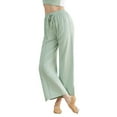 thumbnail image 4 of ALLLIST Pants for Ladies Wide Leg Elastic Waist Lounge Pants Green Plain Knit Pants for Teen, 4 of 9