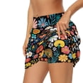 thumbnail image 5 of Uorisango Colorful Flowers Womens Tennis Skirt Stretchy Comfortable Running Sports Pickleball Skirt Fashionable Inner Shorts Daily Wear with Pockets for Workout Pickleball Size 3XL, 5 of 7