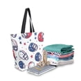 thumbnail image 2 of FORMRS Womens Canvas Tote Bag with Zipper Inner Pocket Shoulder Handbag, Cartoon American Football Helmets, 2 of 7