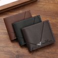 thumbnail image 2 of Mosey Men Wallet Faux Leather Solid Color Vintage Large Capacity Multi Pockets Portable Foldable Coin Changes Storage Purse Card Holder Business Gift, 2 of 7