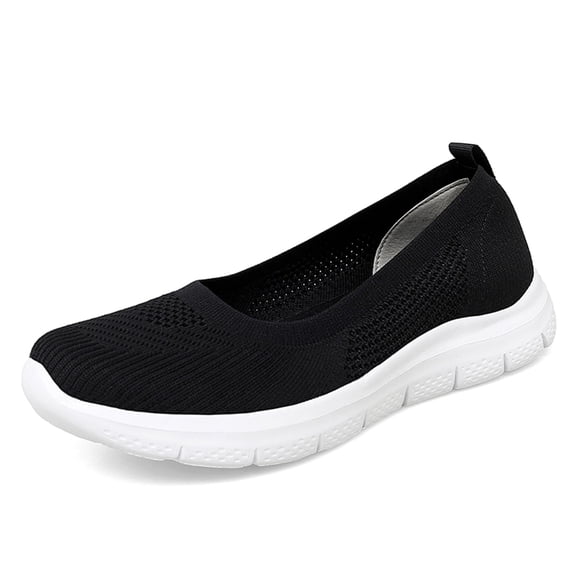 YOURDIARY Womens Slip-On Walking Shoes, Breathable Knit Casual Sneakers, Lightweight Comfort Loafers for Daily Wear