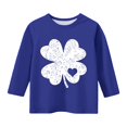 thumbnail image 2 of T-Shirt de la Saint-Patrick pour Filles, Mignon T-Shirt Graphique à Manches 3/4 Col Rond avec Imprimé Irlandais, Hauts Décontractés Printemps Été pour Vacances, Fête d'Anniversaire et Usage Quotidien Bleu 110, 2 of 5