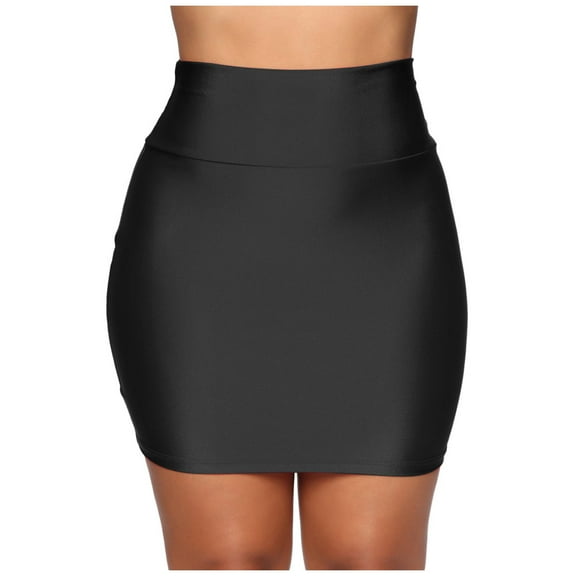 Prolriy Mini Skirt Fashion Women Stretch Tight Skirt Solid High Waist Short Slim Mini Skirts for Women Black L