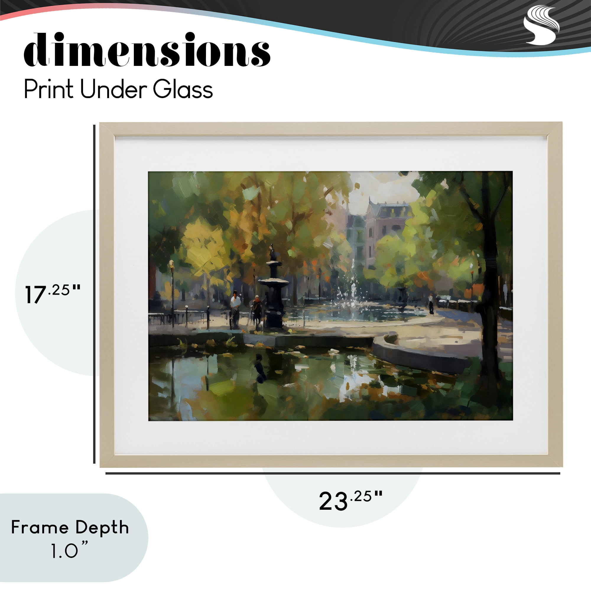 Stupell Industries Autumn Reflections at Park Fountain Birch Framed Print Under Glass, design by Creative Studio