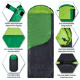 thumbnail image 5 of Backpacking Sleeping Bag – Single Size, 3-Season, Green/Gray, Envelope Shape, Water-Resistant Polyester, 30 ° F to 70 ° F, 5 of 7
