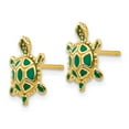 thumbnail image 2 of Real 14kt Yellow Gold Green Enameled Turtle Post Earrings; for Adults and Teens; for Women and Men, 2 of 3