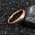 thumbnail image 3 of 4mm Women's Rose Gold Hammered Tungsten Ring Multifaceted Wedding Band Brushed Finish, 3 of 6
