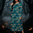 thumbnail image 3 of Stamzod Women's Halloween Nightgown Crew Neck Long Sleeve House Dress Casual Loose Print Plus Size Night Gowns M, 3 of 9