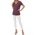 thumbnail image 5 of Women Short Sleeve Crossed Surplice Button Tops, 5 of 5
