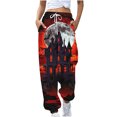 thumbnail image 2 of Luxalzxs Halloween Sweatpants for Women Funny Pumpkin Print Workout Joggers Baggy Cinch Bottom Pants Drawstring Elastic Waist Lounge Trousers with Pockets, 2 of 5