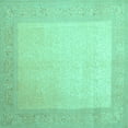 thumbnail image 1 of Ahgly Company Machine Washable Indoor Square Abstract Turquoise Blue Contemporary Area Rugs, 7' Square, 1 of 4