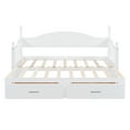 thumbnail image 5 of Harper & Bright Designs Wooden Daybed with Trundle and 2 Storage Drawers, Extendable Twin to King Size Daybed, Elegant Sofa Bed Frame for Living Room Bedroom, White, 5 of 14
