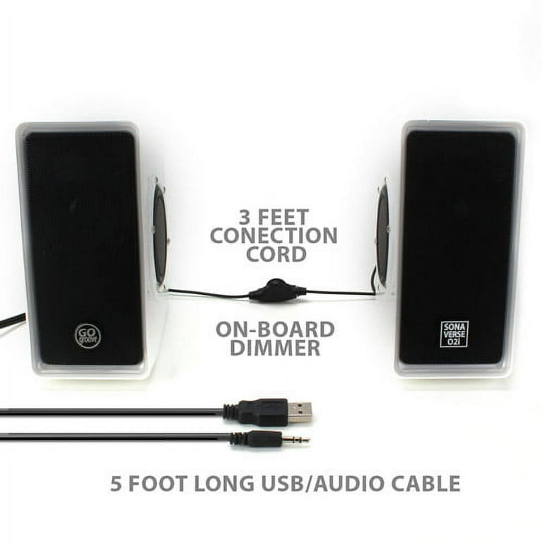 GOgroove SonaVERSE O2i Computer Speaker System with Universal USB Power Passive Subwoofers and Built in Volume Control for Laptop and Desktop