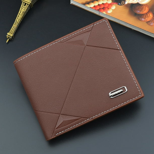 New Men S Wallet Short Multi Card Coin Purse Fashion Casual Wallet Male Youth Thin Three Fold Horizontal Soft Wallet Men Pu Light Brown