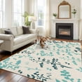thumbnail image 2 of Teal Green Botanical Area Rugs 6'x9', Small Throw Rugs for Kitchen Dining room, Rustic Country Spring Floral Summer Leaf Indoor Outdoor Rug Non-Slip Low Pile Carpet Runner Reversible Floor Mats, 2 of 8