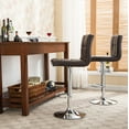 thumbnail image 4 of Set of 2 Brown Faux Leather Hydraulic Adjustable Swivel Bar Stools - Modern Comfort for Kitchen Counter &amp; Home Bar, 35-43.5"H, 360 Swivel, Footrest, Sturdy Chrome Base, 4 of 7