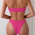 thumbnail image 4 of UTSJKR Bathing Suits for Women Cut Out Ring Bandeau Bikini Set 2 Piece Strapless Swimsuits Ring Linked Smocked Bandeau Bathing Swimsuit Hot Pink M, 4 of 5