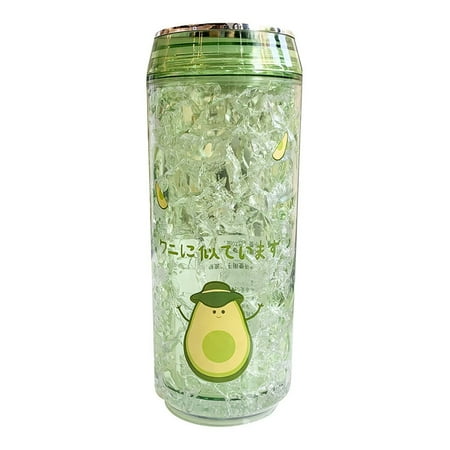 

HuacFive 350ml Iced Sippy Cup Thickened Bottom Double Layer Refrigeration Portable Ice Drink Water Cup Student Water Bottle for Home Use