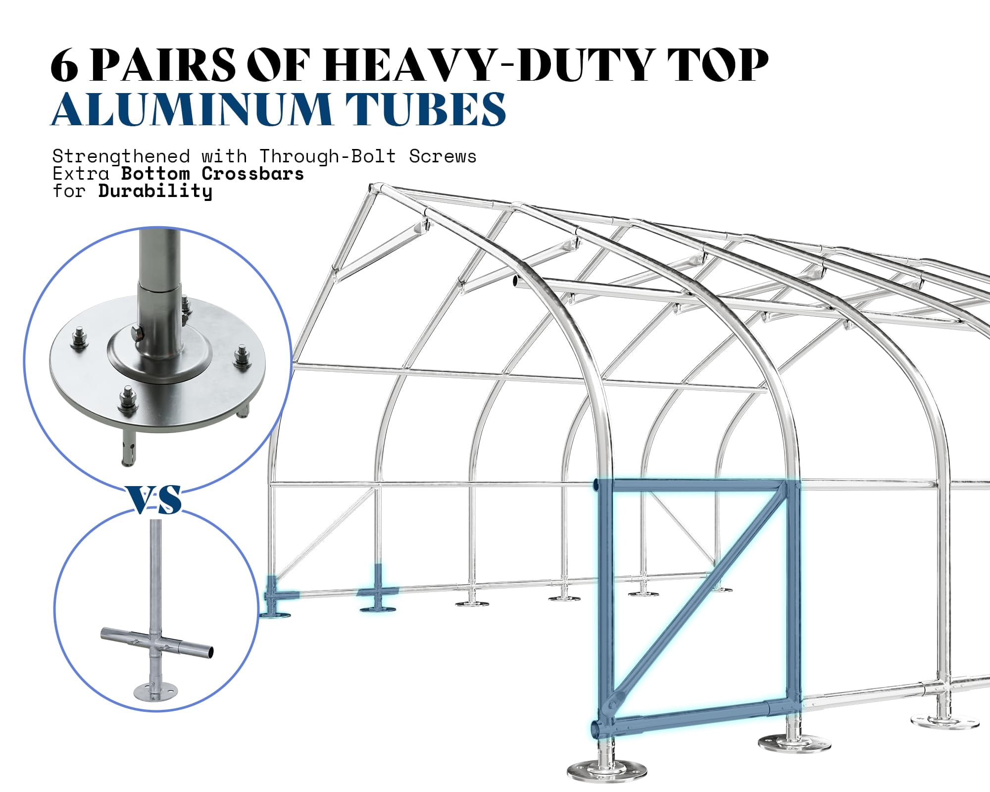 Amerlife 22.5'×20' Heavy Duty Double Carport, Galvanized Steel Frame Garage Shelter, Outdoor Storage, Waterproof 3-Layer PE Cover, Silver Gray