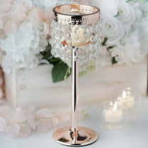 Efavormart Rose Gold Stunning  Metal Votive Tealight Crystal Candle Holder Wedding Dining Coffee Table Centerpiece - 11.5"