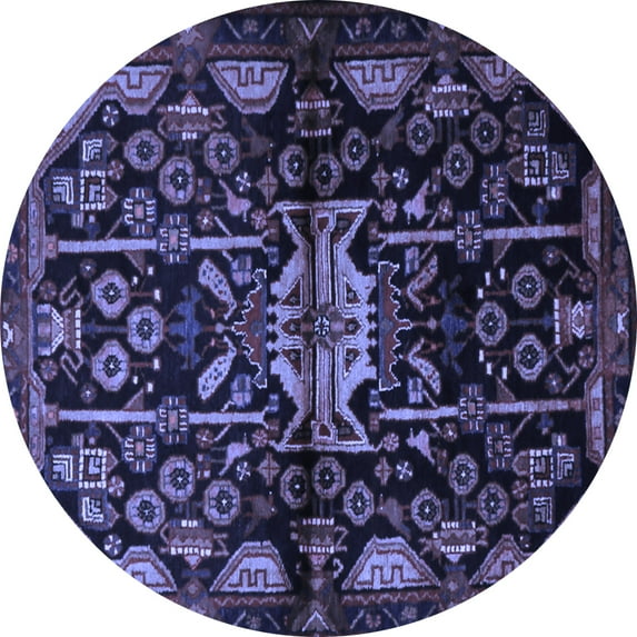 Ahgly Company Machine Washable Indoor Round Persian Blue Traditional Area Rugs, 5' Round