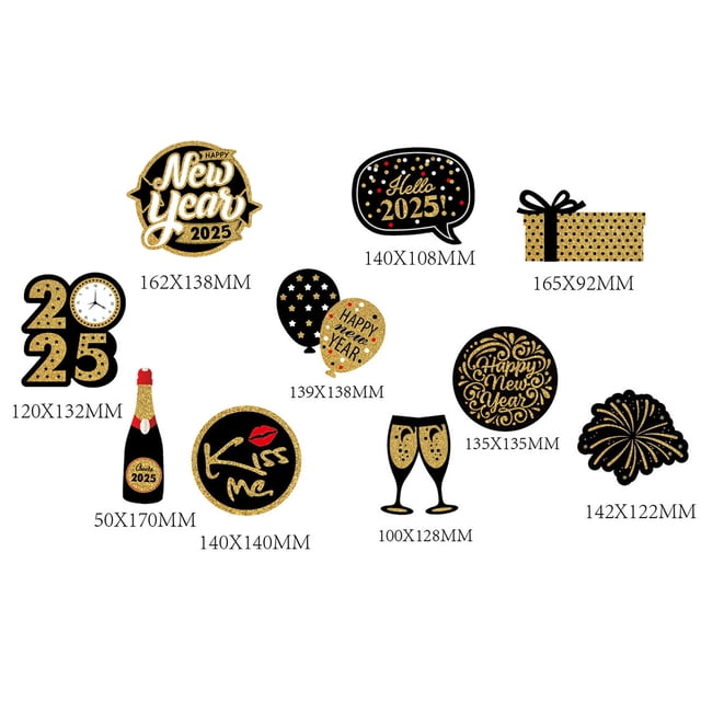 10 piezas de remolinos colgantes de Feliz Año Nuevo 2025, SIN bricolaje - Decoraciones de Feliz Año Nuevo 2024 - Decoraciones de Nochevieja