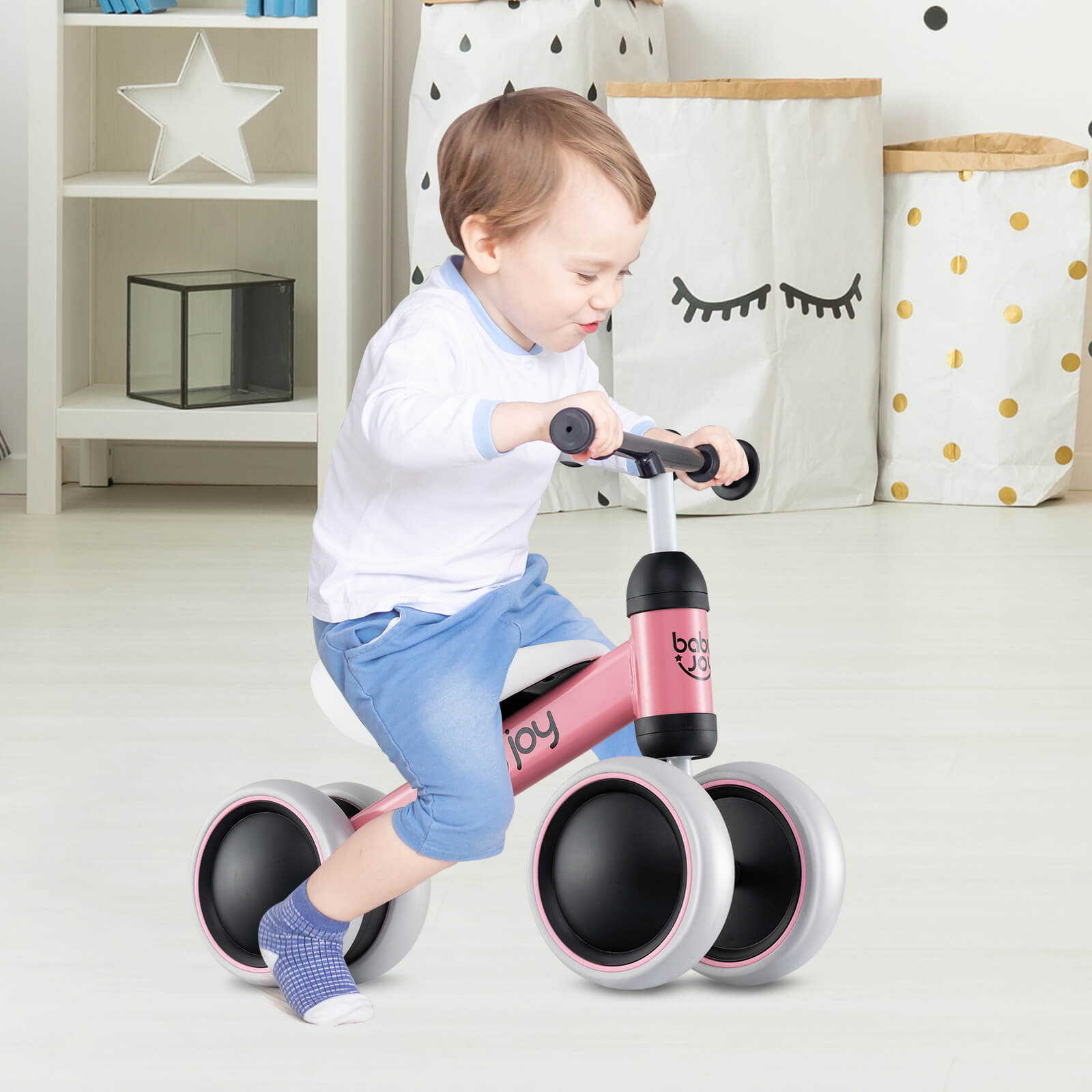 Costway 4-Wheel Balance Bike, Pink photo 2