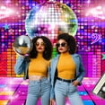 thumbnail image 2 of Disco Backdrop, 70s 80s 90s Retro Disco Party Ball Decorations Photography Background, Let's Glow Night Neon Music Birthday Dance Party Photo Booth Studio Props Backdrops,7X5ft, 2 of 5