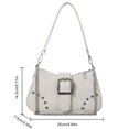 thumbnail image 4 of Bolso informal para axila para mujer, Bolso Hobos de lona con remaches, cierre con cremallera, Bolso de viaje para mujer, 4 of 8
