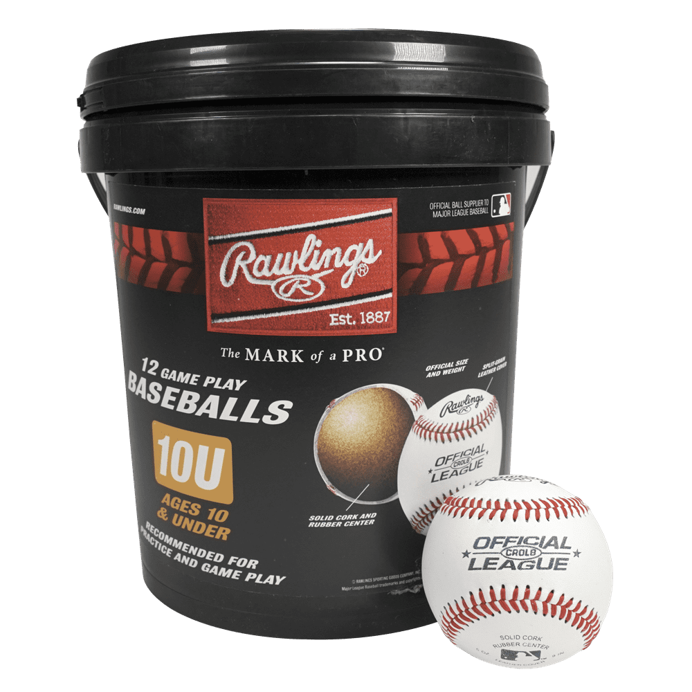 (12 Pack) Rawlings Bucket of 10U Official League CROLB Practice Youth ...
