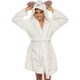 thumbnail image 2 of Animal Hooded Robe - Plush Short Lamb Bathrobe by Silver Lilly (Tan/White, M), 2 of 6