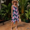 thumbnail image 4 of KUIFORTI Pink Hibiscus Matching Couple Outfits Spring Women's Casual Dresses & Men's Hawaiian Shirt Fashion Clothing with Soft Fabric for Summer Vacation Trip, 4 of 7