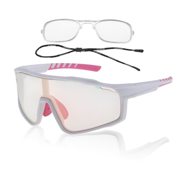 1 juego de gafas de motocicleta Triacetato de celulosa PC UV400 gafas de sol para deportes al aire libre motocross bicicleta de tierra lente rosa claro marco blanco rosa