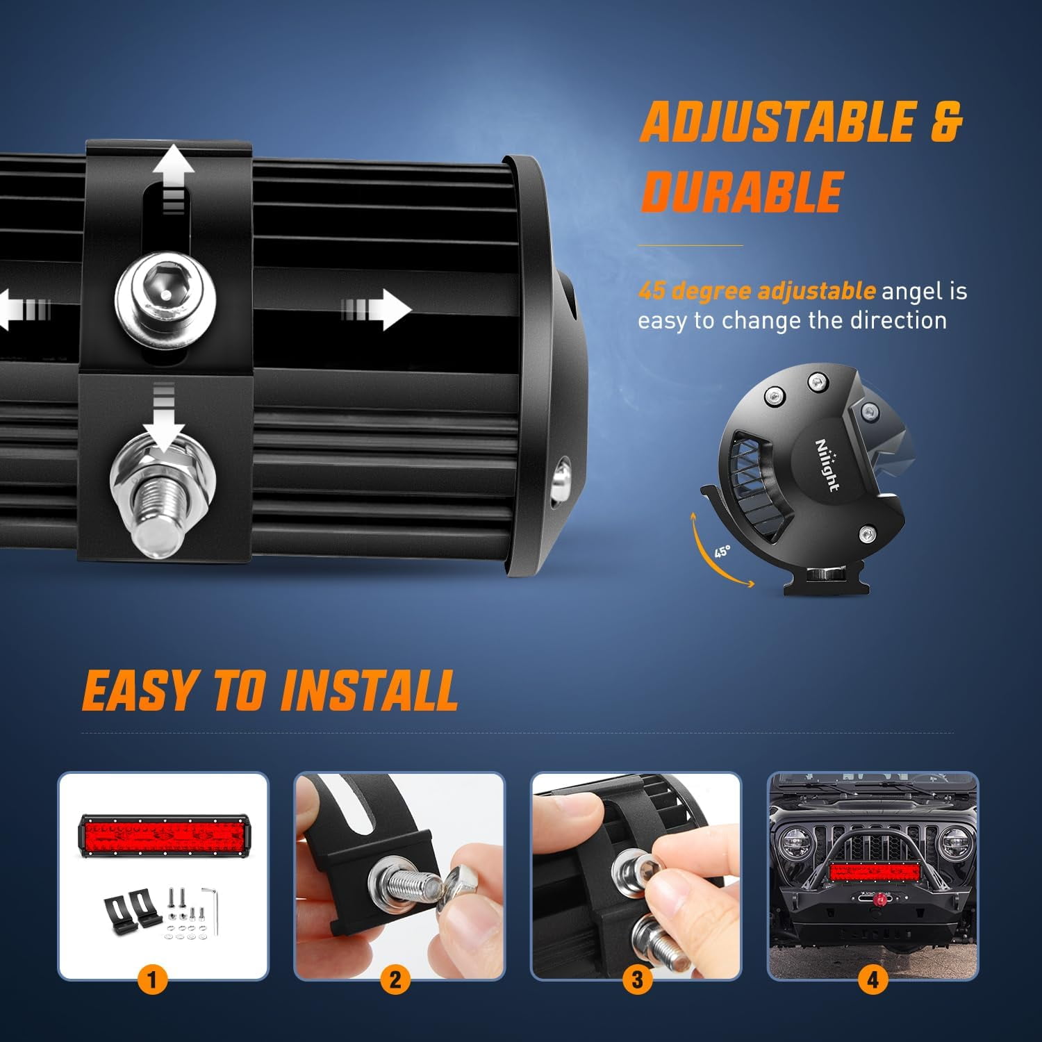 Nilight 12 Inch 240W LED Light Bar Spot & Flood Combo for Offroad Vehicles