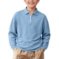 thumbnail image 3 of Falkdiz Long Sleeve Shirts for Girls Comfy 1/4 Zipper Pullover Winter Back to School Casual Solid Color Girls Tops Collar , Light Blue , Size: 5-6Years, 3 of 9