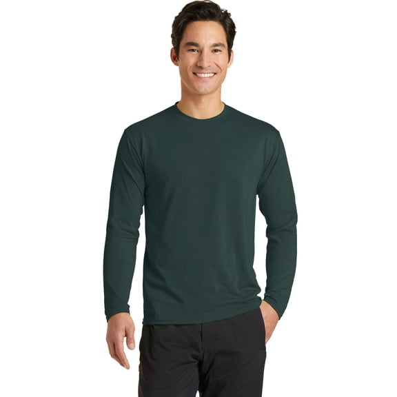 Port & Company Long Sleeve Blended Performance Tee (PC381LS) Dark Green, 4XL