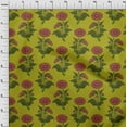 thumbnail image 3 of oneOone Viscose Jersey Lime Green Fabric Floral Block Craft Projects Decor Fabric Printed By The Yard 60 Inch Wide, 3 of 5